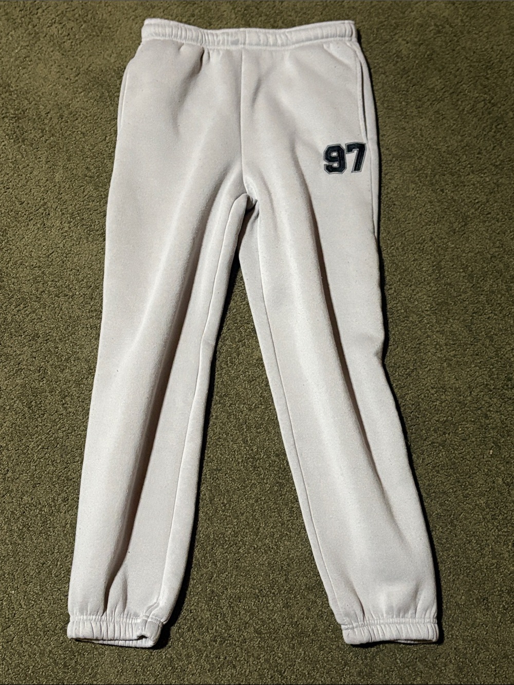 Women Cream Jogger Leggings with '97' Accent